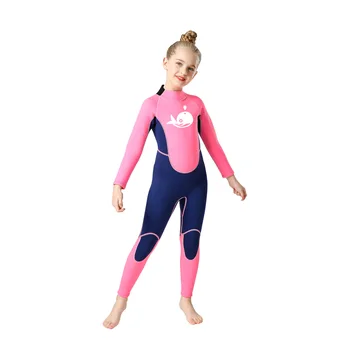 Детский гидрокостюм из 2,5 мм неопрена с длинным рукавом, цельный водолазный костюм, сохраняющий тепло и холод, Солнцезащитный крем, защита от сыпи, купальники для девочек