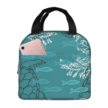 Портативная Изолированная Оксфордская сумка для ланча Sea Turtle, Многоразовый Ланч-бокс, Органайзер для ланча, Термосумка-холодильник, Сумка-тоут