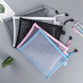 Прозрачная видимая нейлоновая сетчатая сумка для макияжа, косметическая сумка для хранения школьных офисных файлов, сумка на молнии, органайзер для карандашей для студентов, органайзер для тестовой бумаги