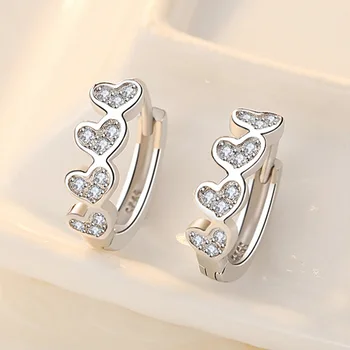 Серьги-гвоздики с кристаллами в форме сердца из серебра 925 пробы для женщин и девушек, элегантные вечерние украшения eh1242