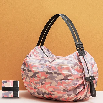 Складная сумка для покупок, сумка из нейлоновой ткани для супермаркета, портативная сумка для покупок продуктов, сумка для хранения на открытом воздухе